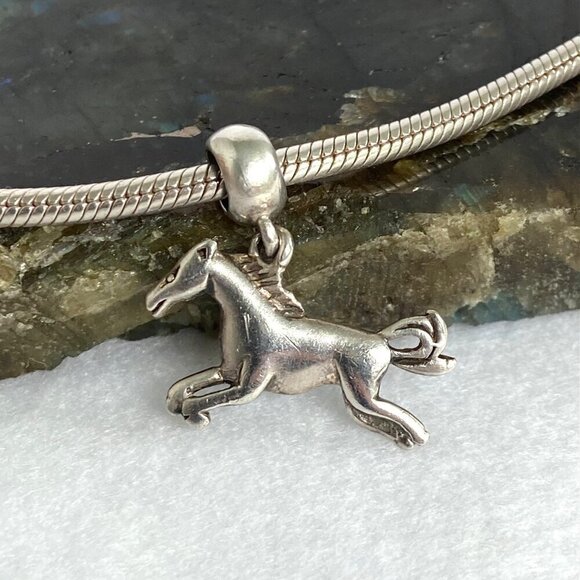 Sterling Silver 925 IBB THAI Running Horse Slide Dangle Charm Equestrian Charm - Picture 7 of 16